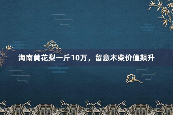 海南黄花梨一斤10万，留意木柴价值飙升